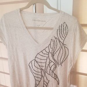 Calvin Klein Jeans Tee.  Stone Color.  Size M.